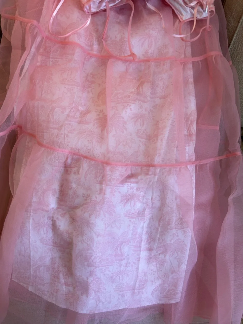 STAUD Pink Strapless Tiered Tulle Maxi Dress - Picture 8 of 13